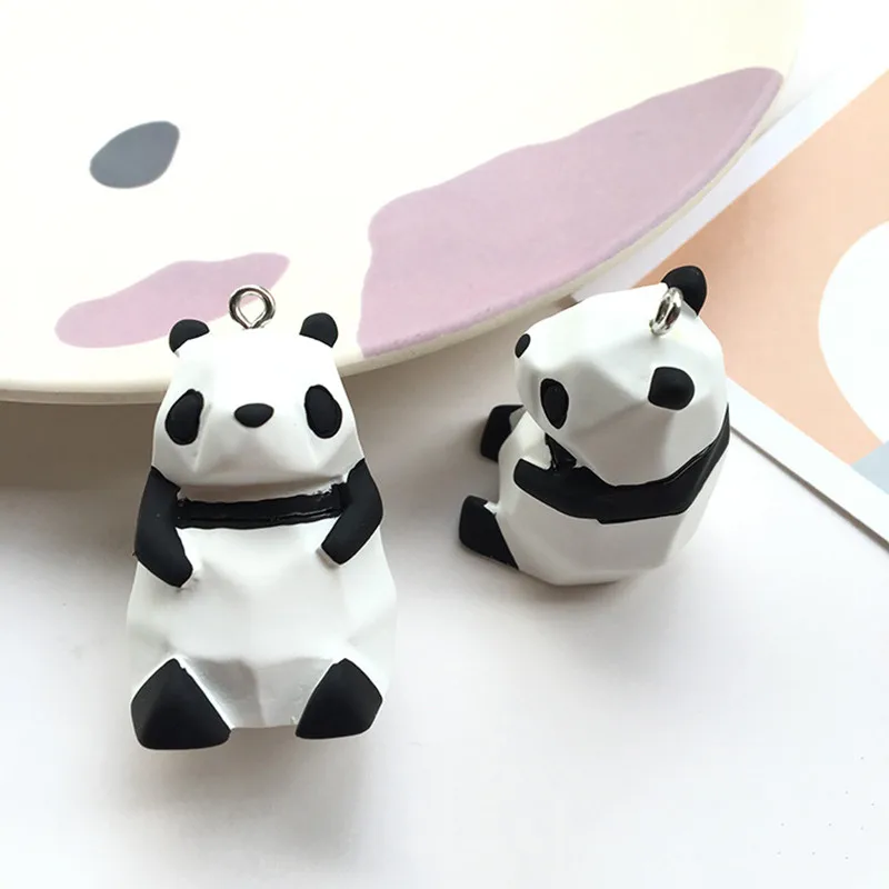 panda xiongmao 2 шт. Новинка Панда Кролик Кот Украшения из смолы брелок DIY фурнитура динозавр животное кулон ожерелье ремесленный Декор ювелирное изделие - Окраска металла: panda xiongmao