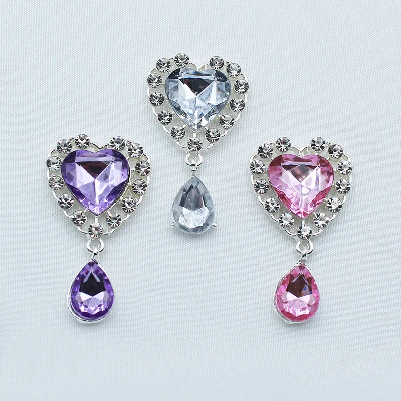 

5 Pcs/Set New Creative Heart Alloy Rhinestone Acrylic Jewelry Pendant