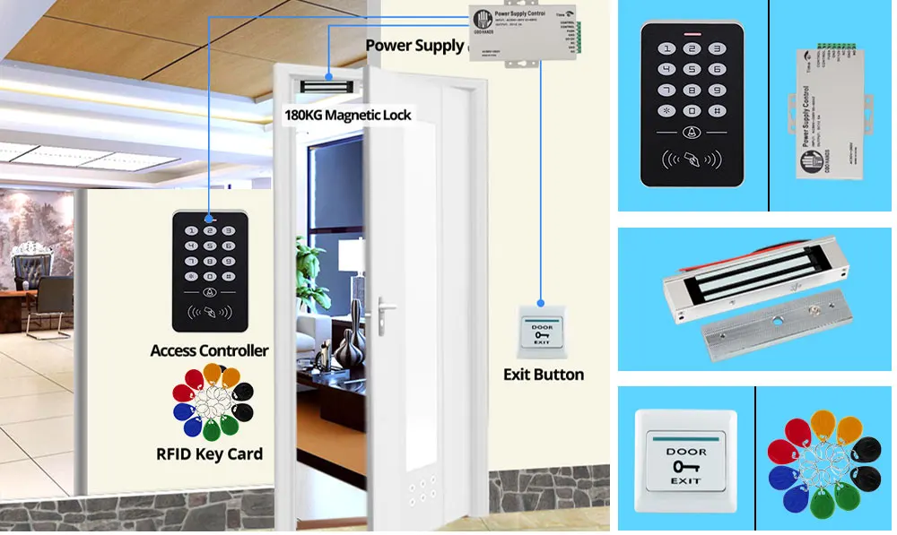 Система контроля допуска к двери комплект RFID Клавиатура контроля доступа+ блок питания+ Электрический магнитный замок болт ударные замки+ 10 шт. ключи