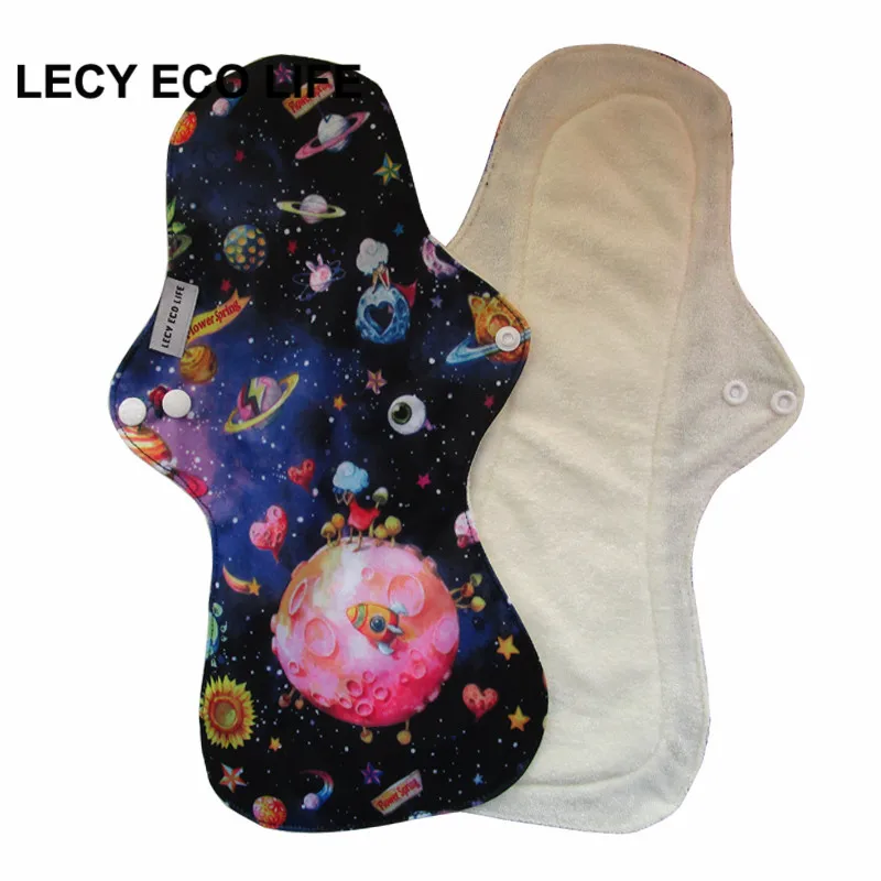 Lecy Eco Life 1 шт. 1" Длина Новое поступление печатные моющиеся тканевые гигиенические прокладки с крыльями