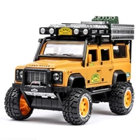 128 scale orv diecast car camel 1990 land defender rover metal model with light sound pull back vehicle alloy toys for gifts