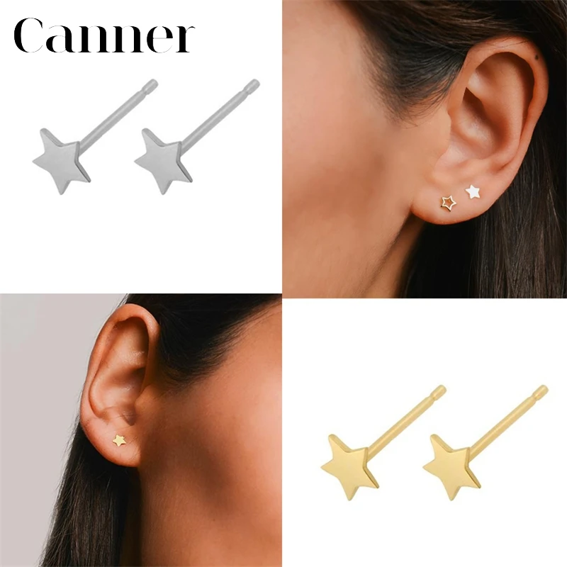 

Sweet Cute Gold Silver Stud Earrings for Women Simple 925 sterling silver Sparkling star Earrings Fashion Jewelry Party Gift