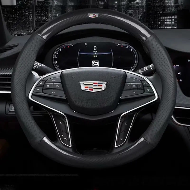 Кожаный чехол на руль автомобиля 37 дюймов 38 см 15 нескользящий для Cadillac ATS CT6 CTS SRX XT5