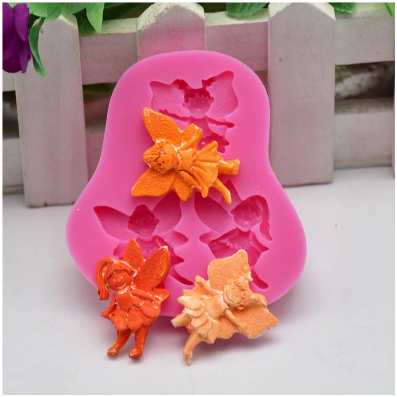 

1PC Fairy Figure Elf Angel Chocolate Mold Silicone Soap Fondant Cake Decorating Tools Happy Birthday Decoration Fondant Tool