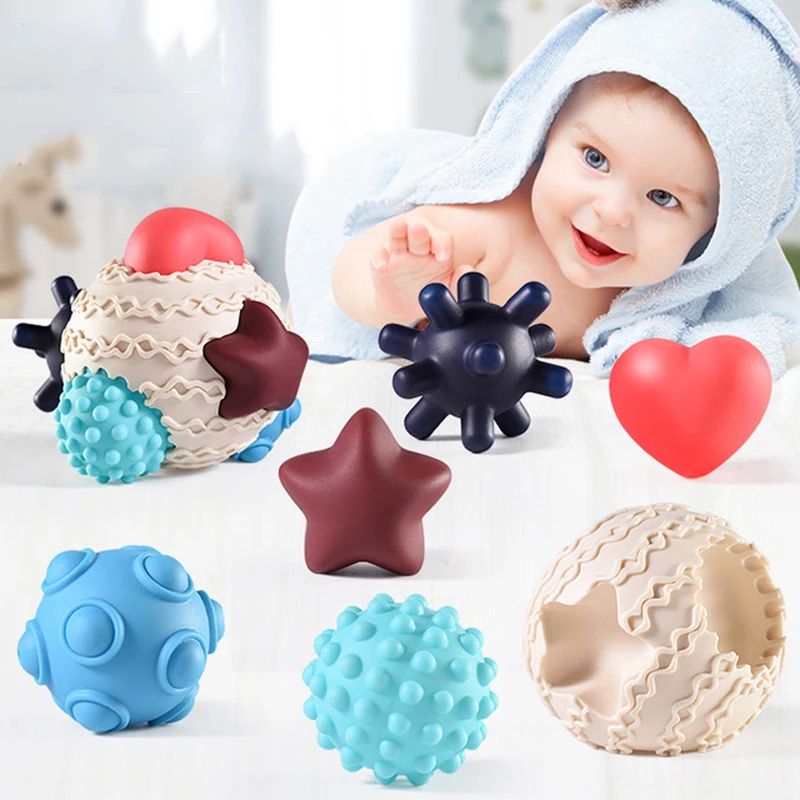 6 In 1 Sensory Balls For Baby Multi Textured Soft Massage Ball Set Toys 0 12 Months Tactile Babies | Игрушки и хобби