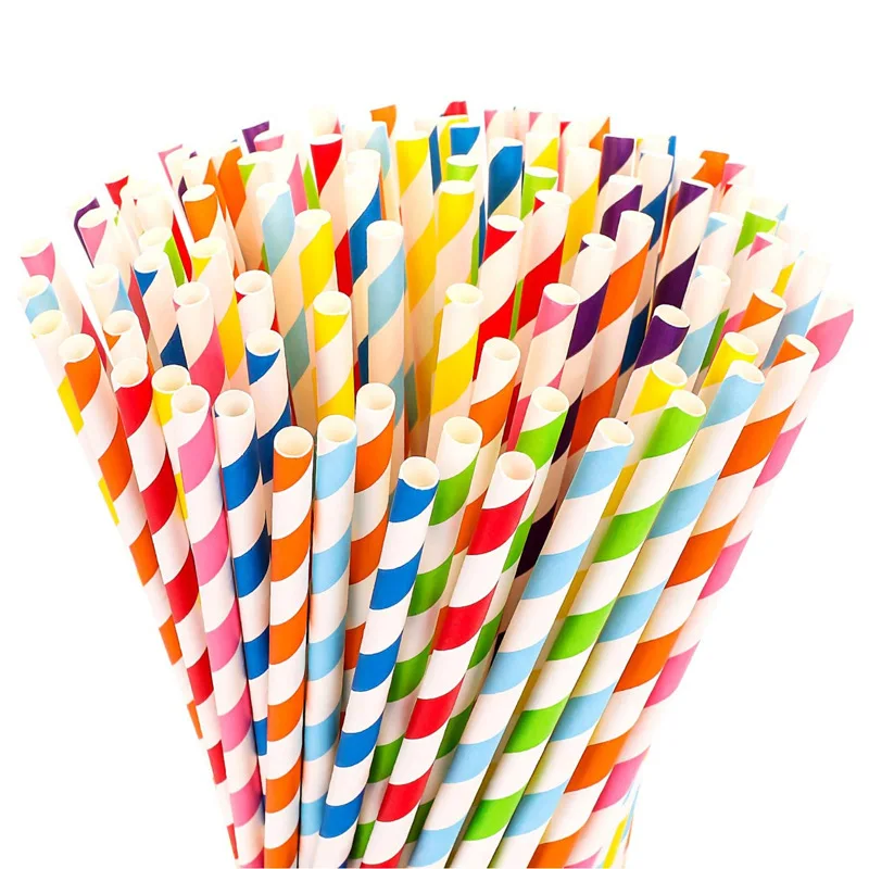 25 шт. одноразовые Бумага соломинки креативный смешанный питьевой соломы День