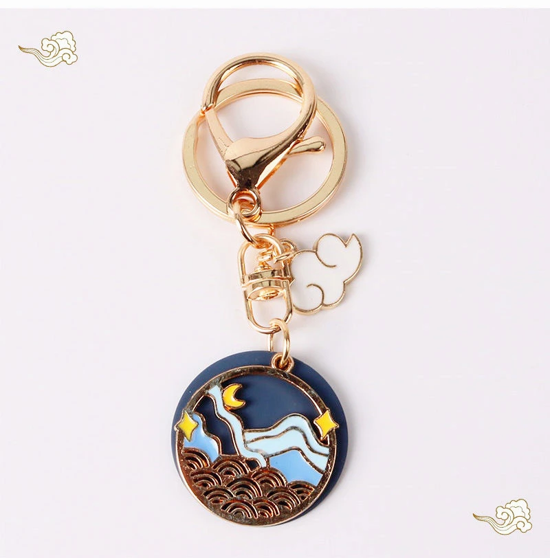 

Hand Dripping oil Diy Antique Style Keychain Cute White Crane Alloy Pendant Car Bag Keyring Key Chains Charms Couple Gift