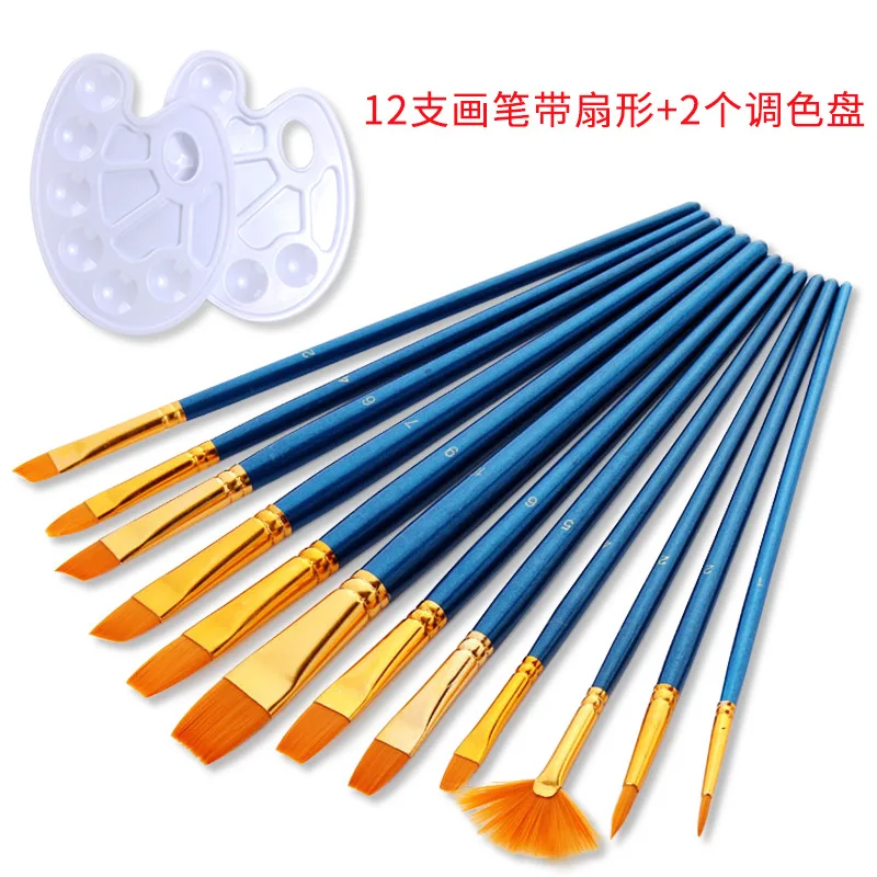 12 шт. в упаковке жемчужно-голубой стержень нейлоновая меховая масляная щетка