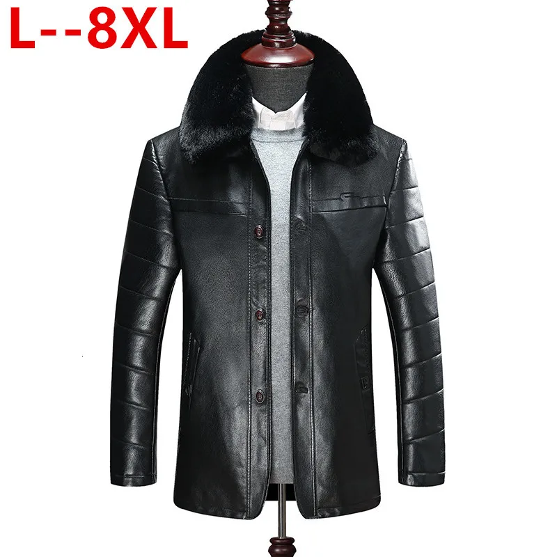8XL 7XL мужская кожаная куртка новые зимние пальто из натуральной кожи ягненка мужские повседневные куртки с меховым воротником бархатные Jaqueta Masculino