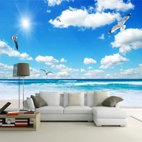 blue sky white clouds beach seascape custom 3d photo wallpaper murals for living room bedroom wall decoration home decor mural