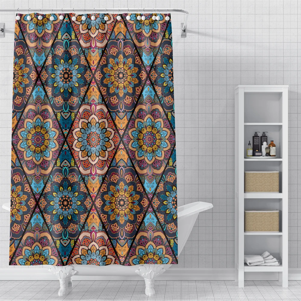 bohemian shower curtain mandala pattern printed decor bathroom curtains fabric waterproof polyester bath curtains with hooks free global shipping
