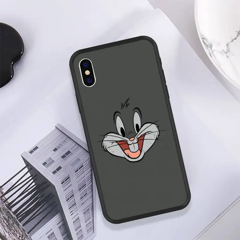 

Crazy Bunny Phone Case For IPhone 11 12 Pro Max 6 6s 7 8 Plus XS XR 12mini SE 2020 Black Soft TPU Cover Silicone Coque