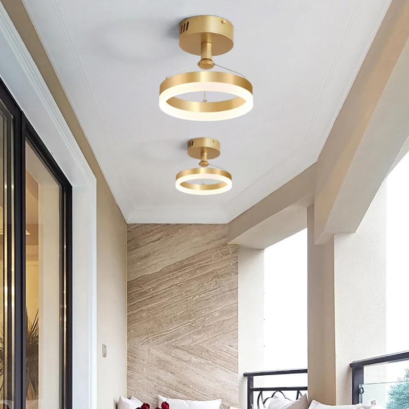 

Round aisle lights Nordic golden light luxury modern corridor balcony porch ceiling lamp personality creative cloakroom lamp