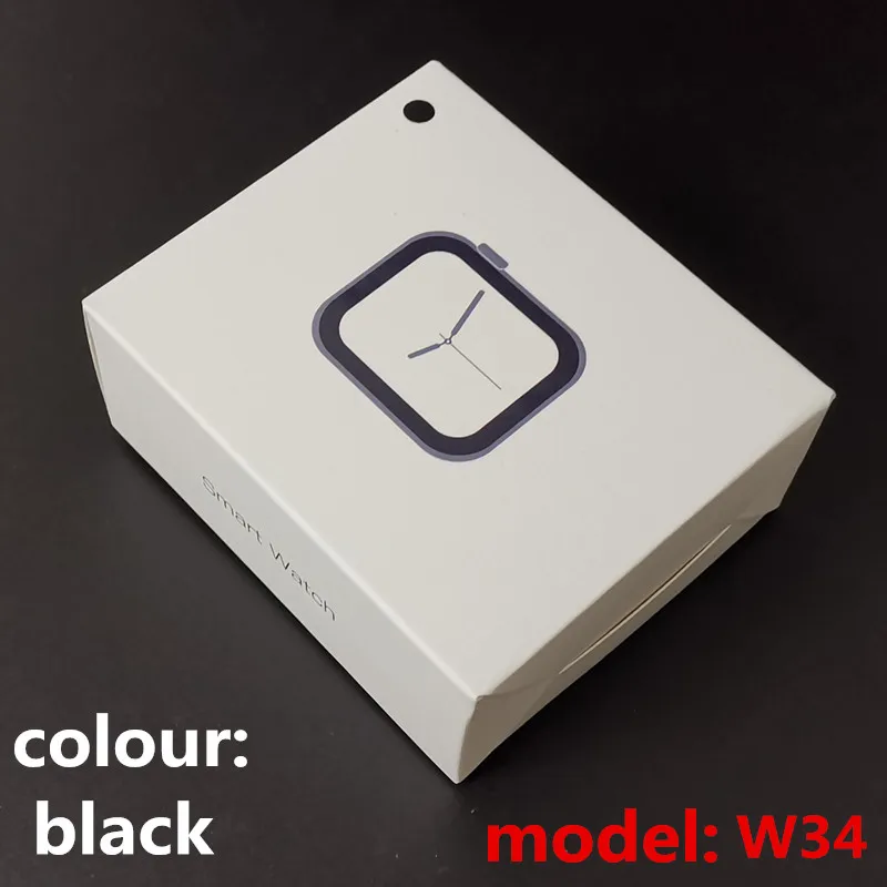 W34 black Умные часы серии IWO 4 поколения 5 поколения часы 3 поколения часы Поддержка IOS Android W54/W34/I6/I2PRO/P4/QW21/Z7/W55/I7 - Цвет: W34 black