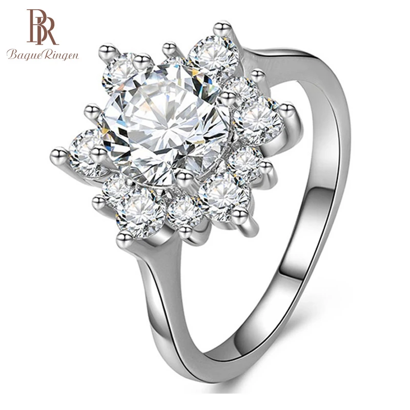 Женское кольцо с кристаллами Bague Ringen 100% Настоящее серебро 925 пробы оптовая