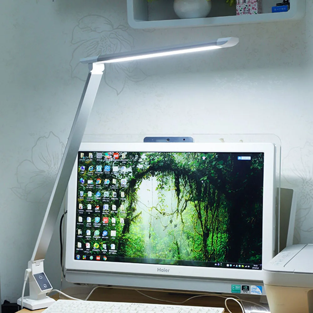 Silver Body Artpad, Современная высокомощная Светодиодная лампа, настольная AC85-220V, 12 Вт, складные клещи, Настольный светильник с регулируемой яркостью, для чтения, для учебы, офиса, светильник, три цвета - Цвет корпуса: Silver Body
