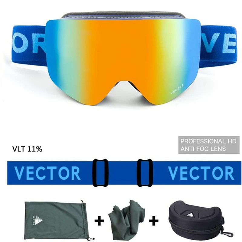 Векторные брендовые лыжные очки мужские и женские двойные линзы UV400 противотуманные лыжные очки снежные очки Взрослые лыжные очки для сноуборда