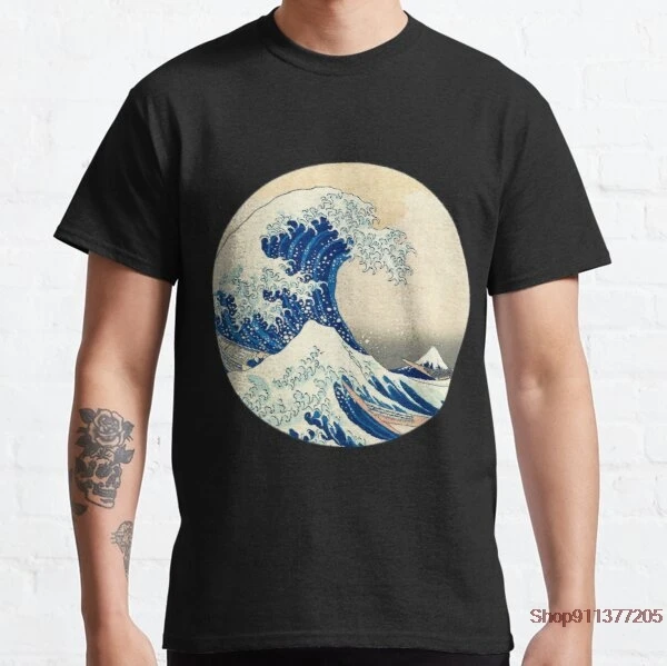 Большая волна канагава 100% хлопок с коротким рукавом мужская футболка на каждый