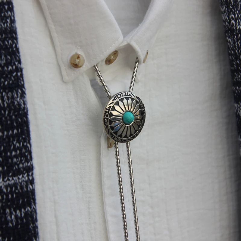 Винтажный Западный ковбойский мужской галстук BOLO Slide клип цветочный узор