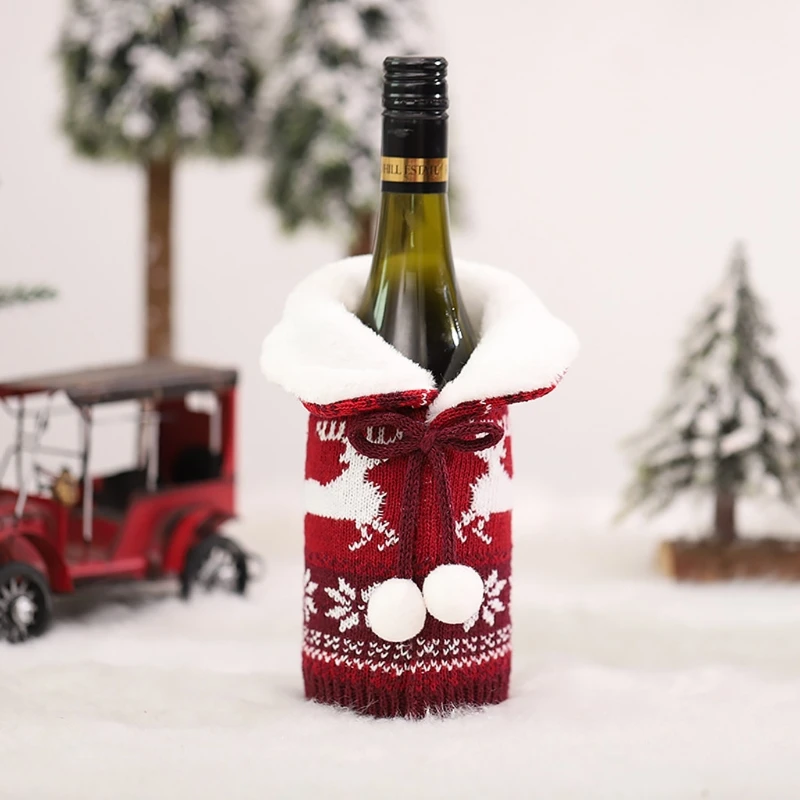 

Рождественский свитер M17D, чехол для винной бутылки, воротник, Стильный чехол для бутылки вина, подарочный пакет