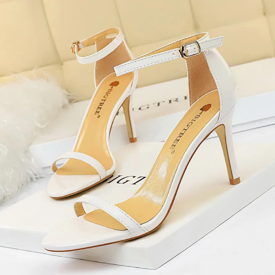 

fashion simple open toe high heeled shoes thin heel high heel patent leather sexy women's sandals