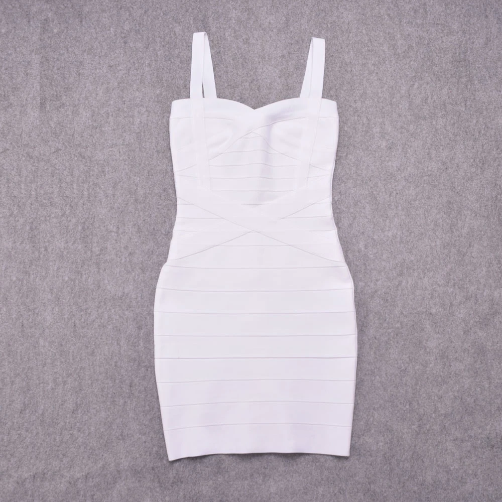 Мини-платье на бретелях без рукавов белое 2019 hl Эластичное Трикотажное
