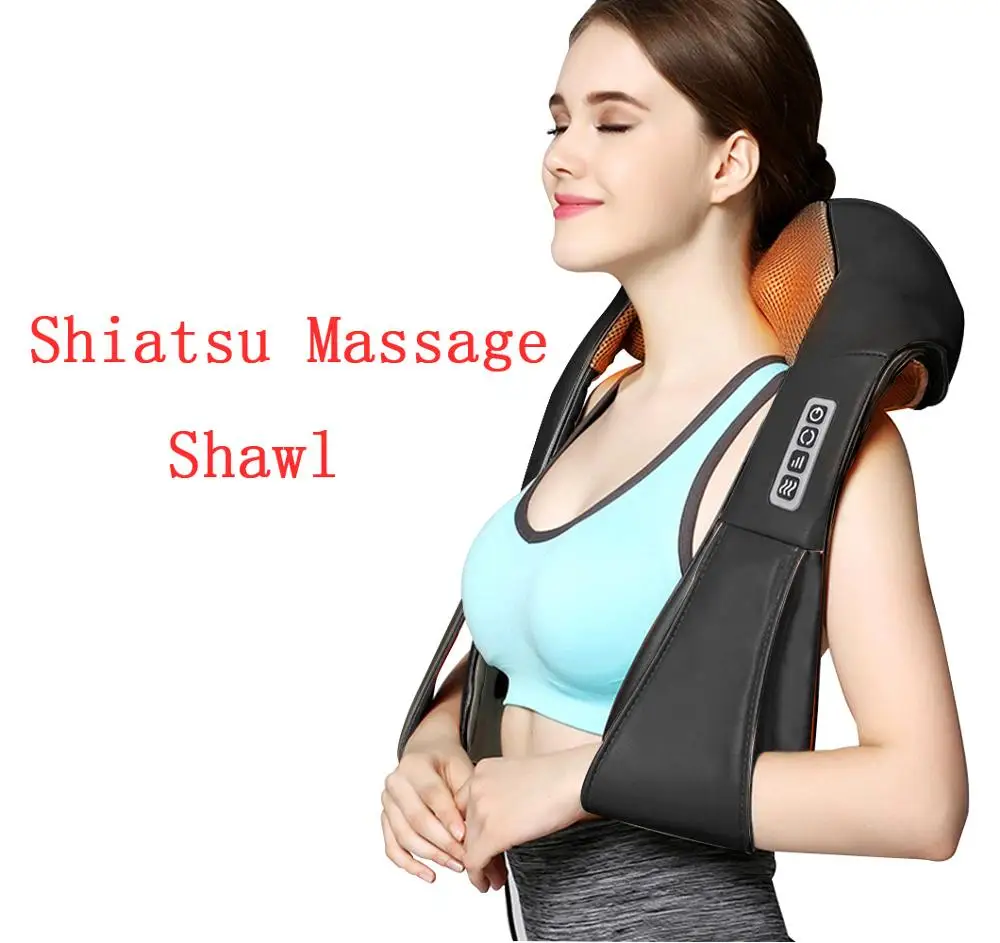 Shiatsu Massager U-образный Электрический Массажер шиацу с подогревом, для спины, шеи, плеч, тела, инфракрасный разминающий автомобиль, Домашний Массажер, шаль - Цвет: Shiatsu Massager