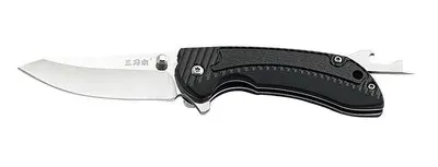Sanrenmu 7105 уличный карманный нож для выживания EDC инструменты с открывалкой для бутылок Отвертка Зажим для ремня для охоты кемпинга и путешествий - Цвет: Черный