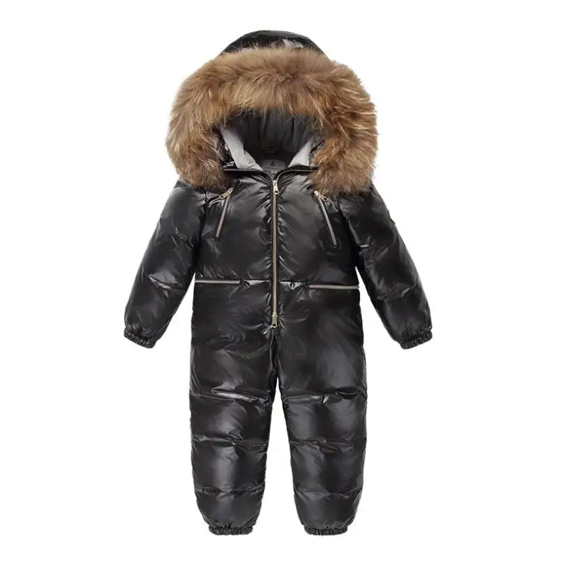 

-30℃ Children Windproof waterproof Down Coat Russia Winter Snow Wear Thicker Warm Print Jumpsuits Down Jackets for boy girl L472