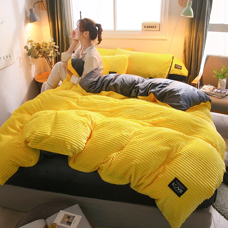 Пододеяльник из кораллового флиса для кровати большого размера зимние теплые