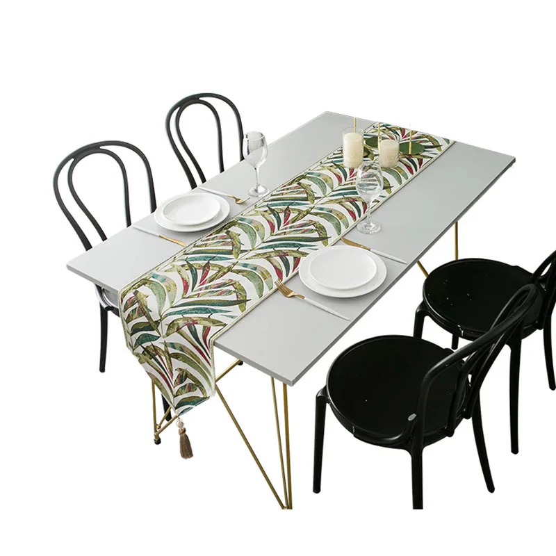

European style tassel household plant jacquard table runner new table decoration towel hotel tablecloth
