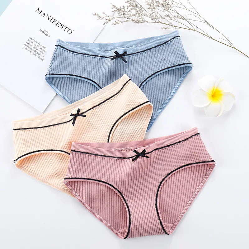 

Women's panties cotton briefs set girls underwear ladies panty female lingerie underpants solid color knickers 3 pcs/lot