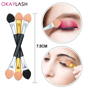 10Pcs/lot Professional Disposable Eyeshadow Brushes Wholesale Gold Double Sponge Eye Shadow Cosmetic Applicator Set Makeup Tools 1
