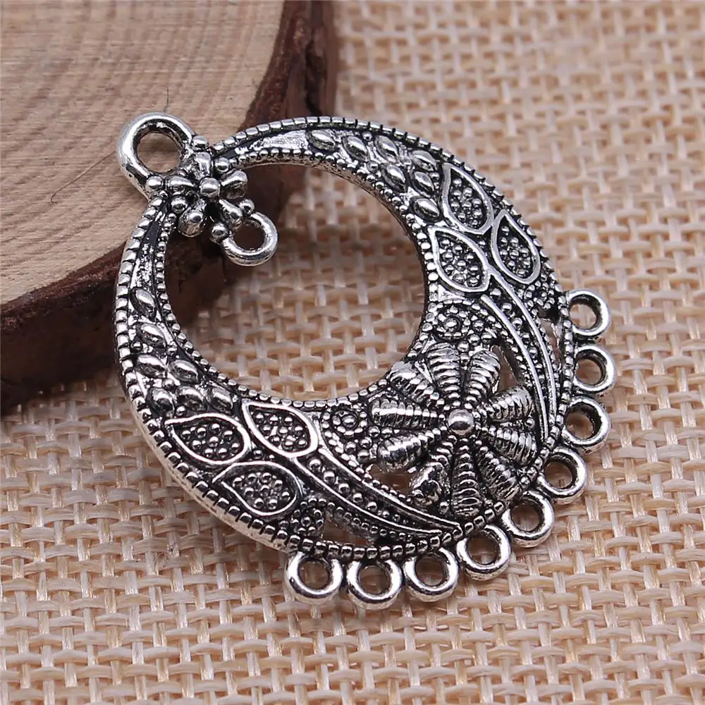 

4pcs 36x29mm Round Earring Connectors Antique Silver Plated For DIY Jewelry Making Jewelry Findings Jewelry Accessories