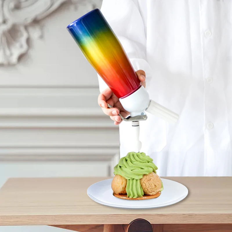 

500ml Aluminum Cream Gun Siphon Kitchen Whipped Cream Gas Foamer Gun Whipper Chantilly Dispenser Coffee Cake Tool