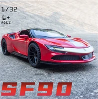 high simulation 132 sf90 sport alloy car model diecast metal vehicles with sound light pull back collection toys kids gift