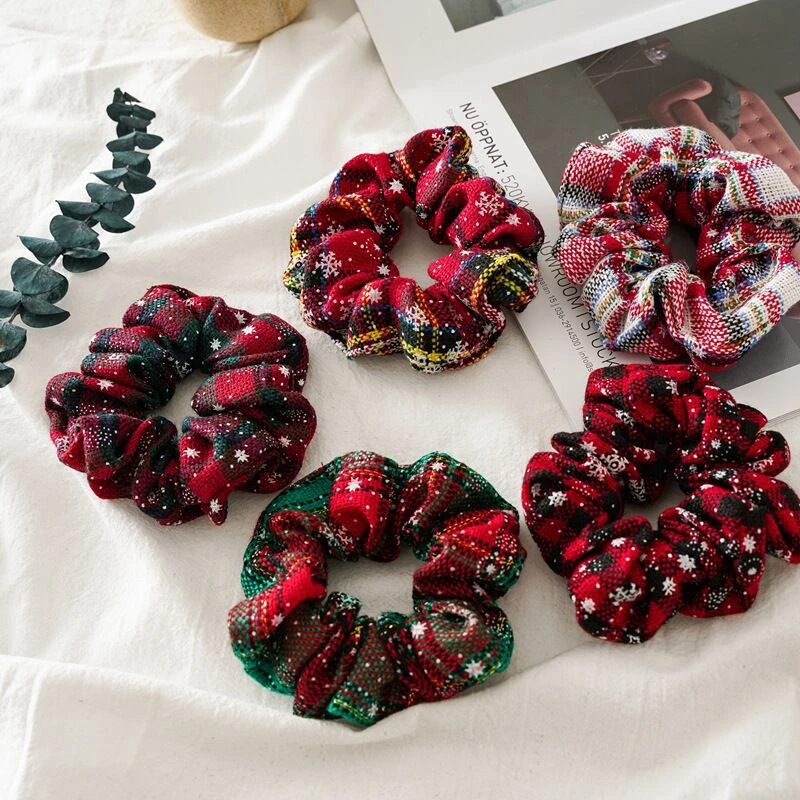 

4.38Inch 2020 Fashion Christmas Scrunchie Elastic New Handmade HeadBands Hair Rope Ponytail Holder Headdress Hair Accessories