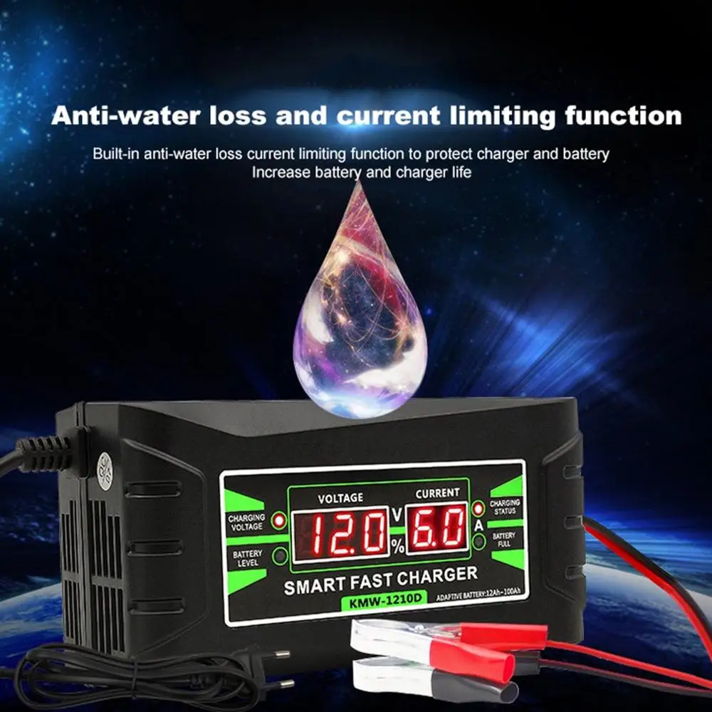 Automatic Full Smart 12V 6A Lead Acid / GEL Car Battery Charger W LCD Display US EU Plug Quick | Инструменты