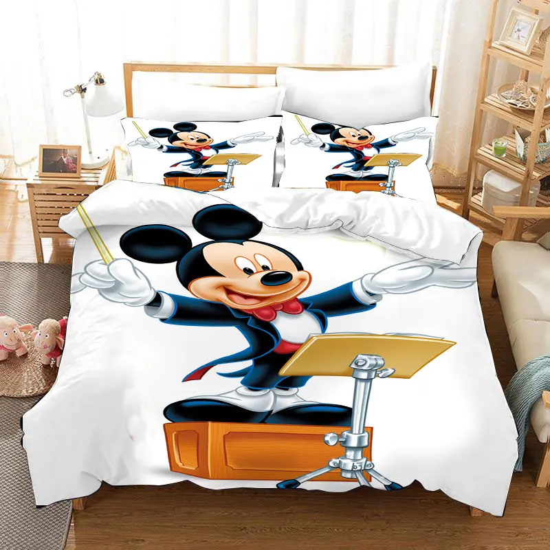 

Комплект постельного белья с 3D принтом Микки Мауса, пододеяльник размера king для детей, двойной домашний текстиль, 3 предмета, детская кровать с декором из мультфильма, скидка