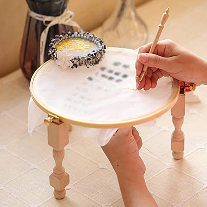 Регулируемая портативная деревянная подставка обруч для вышивки Морган круглая