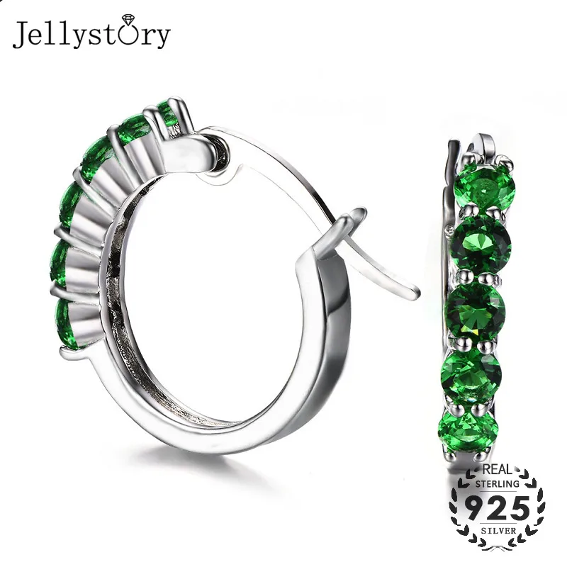 Jellystory классические серьги Siver 925 ювелирные круглый Изумруд сапфир рубиновый