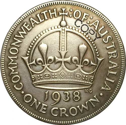 Австралия 1938 1 Коронная Монета КОПИЯ 38,6 мм