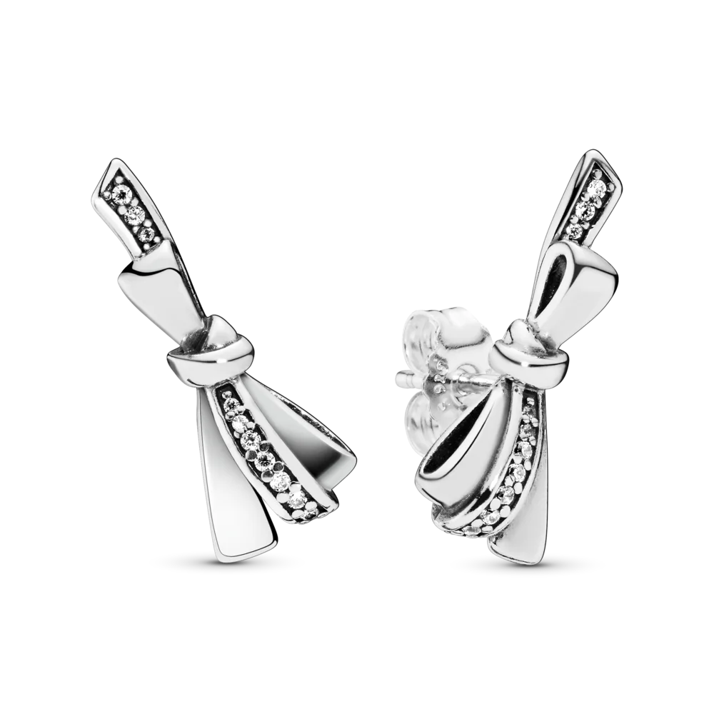 

FORVIONA 925 Sterling Silver Necklace Brilliant Bow With Sliding Clasp Necklace for Women Wedding Gift Europe Jewelry Set