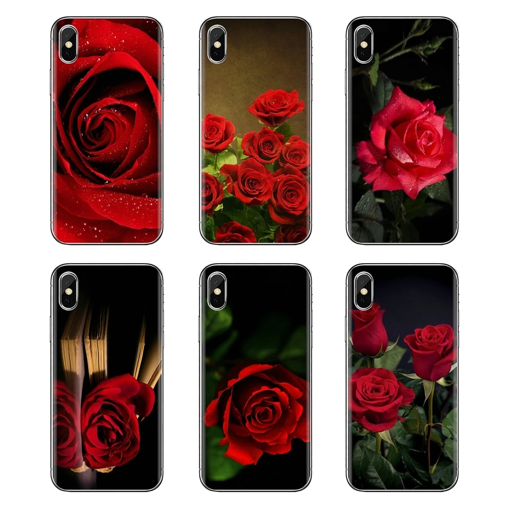 Red Rose Flowers For iPod Touch Apple iPhone 4 4S 5 5S SE 5C 6 6S 7 8 X XR XS Plus MAX Transparent Soft Shell Covers |