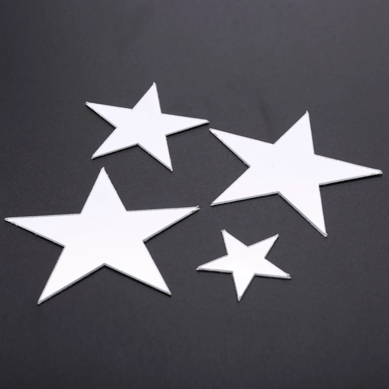 

3D Sticker, 20 X Star Art Mirror Wall Sticker Surface Decal Home Room DIY Art Decor (Silver)