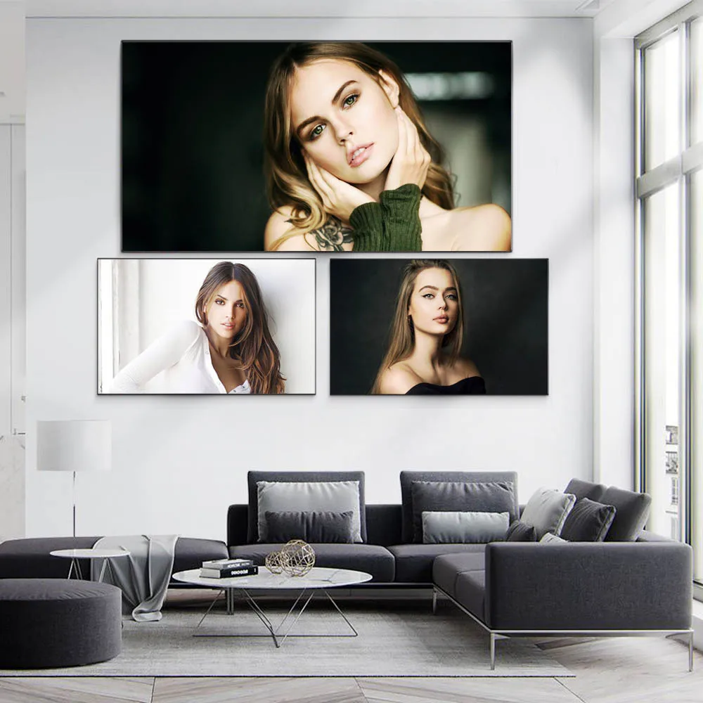 

Figure oil painting long hair beauty model art canvas painting living room corridor office home decoration mural