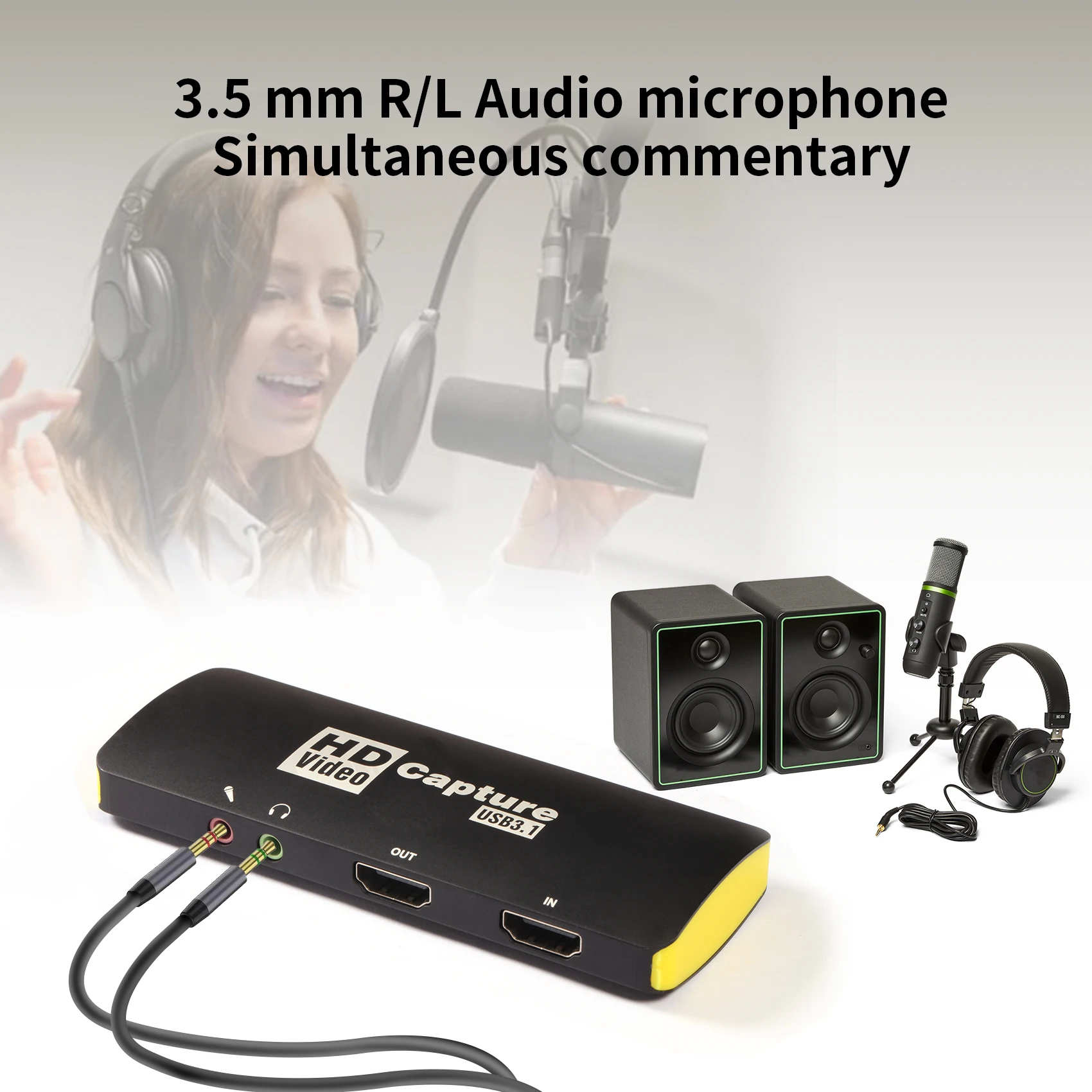 

Loop Out Home Office Portable HDCP Grabber Plug And Play Video Card Game Recording USB 3.1 Type C Sharing Broadcast