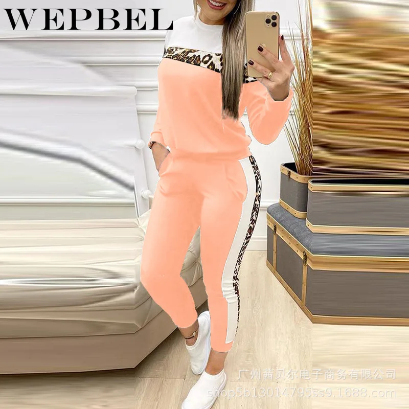 

Mandylandy Women Sweatshirt and Sweatpants Sets Patchwork Tracksuit Set Long Sleeve Pullovers Set Autumn Sportswear For Women