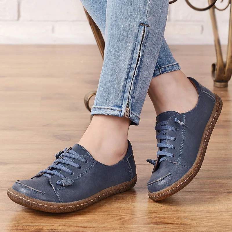 Женская обувь ручной работы на плоской подошве женская с круглым носком и