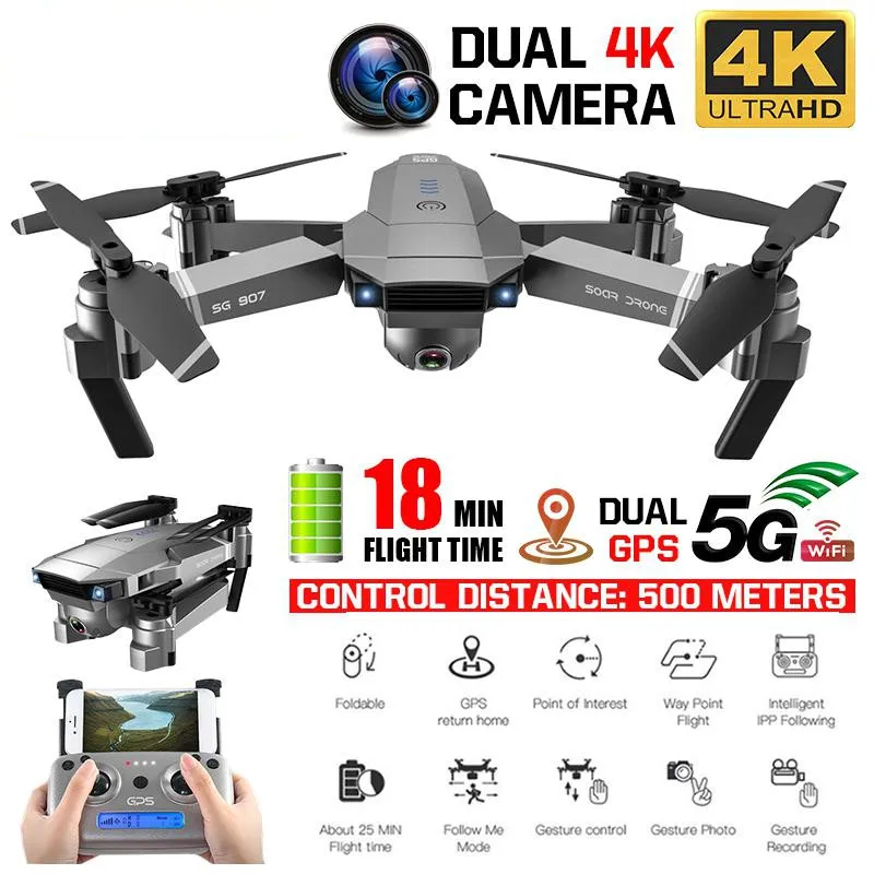 Лучший Дрон GPS 4K HD 50x зум Камера 5G WI FI FPV Профессиональный Квадрокоптер RC вертолет